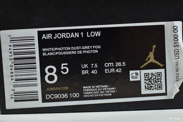 Low Jordan White - 1 DC9036-100 Camo 0110